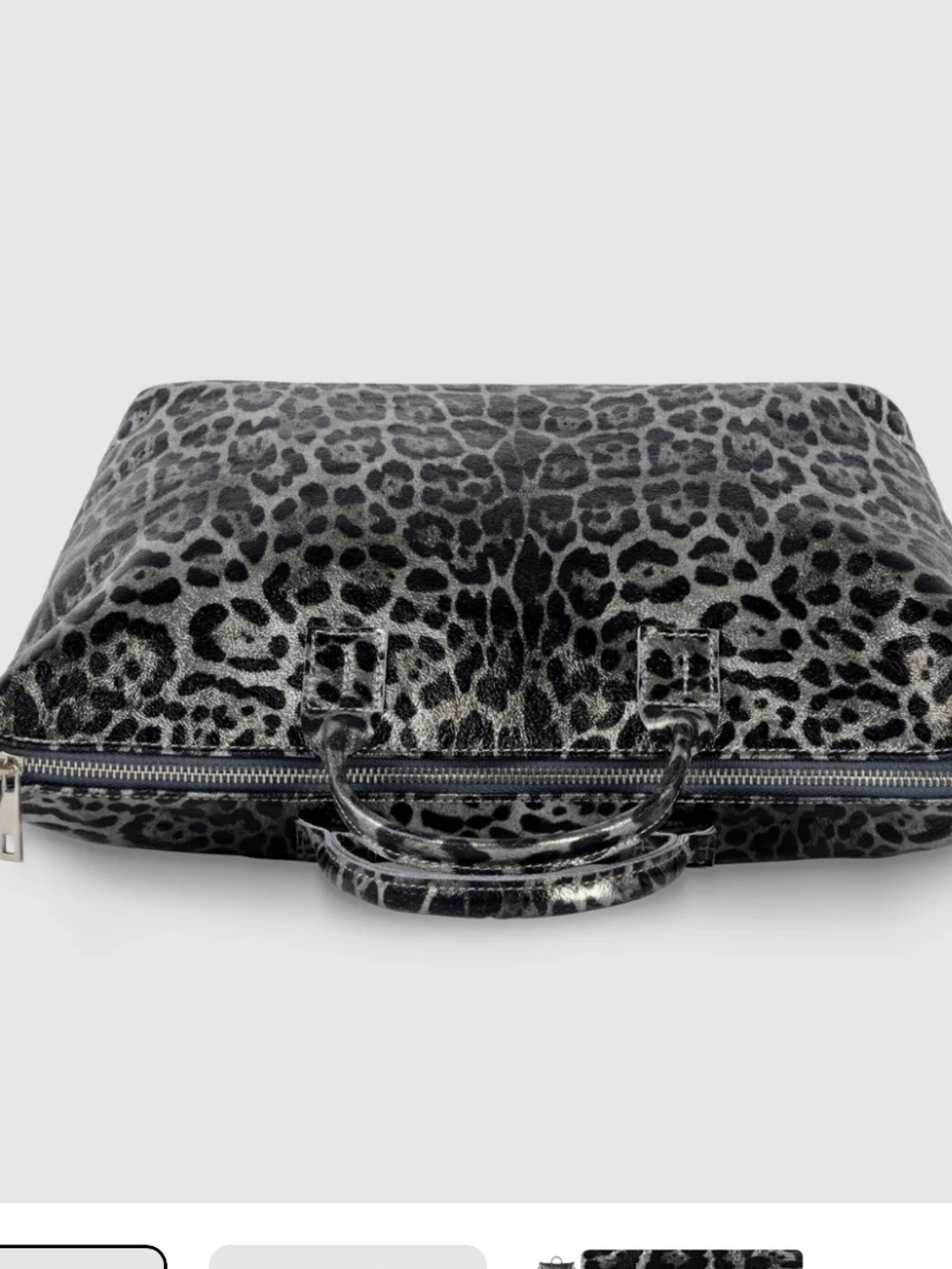 Metallic Leopard Print suede Bag in Black and gray